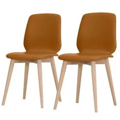 Studio Copenhagen Chaises Helvig II (lot de 2) - Cuir véritable Alvar : Cognac