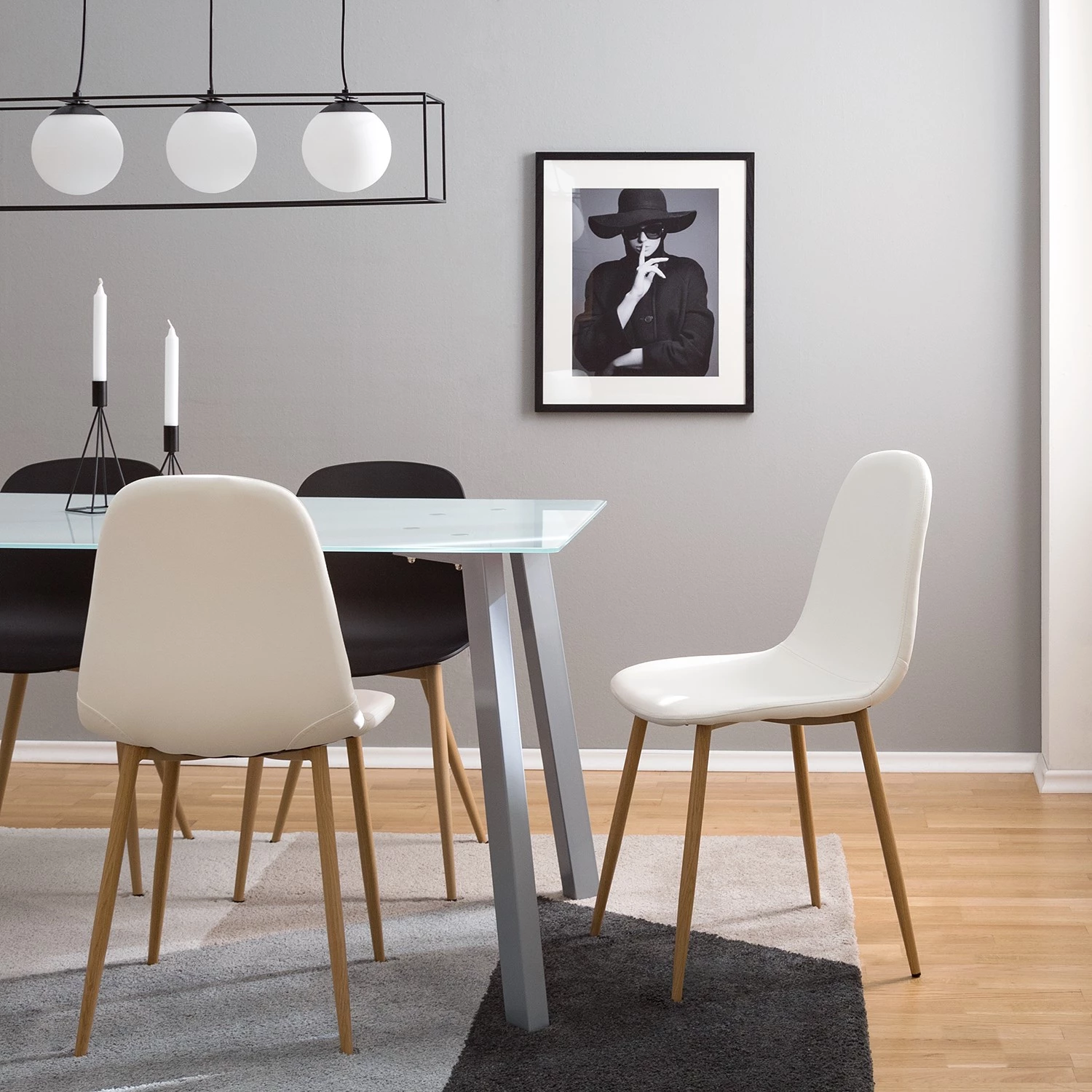 Mørteens Chaise capitonnée Iskmo - Blanc - Lot de 2 2 Mørteens Chaise capitonnée Iskmo - Blanc - Lot de 2 – Image 2