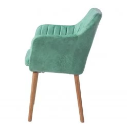 Mørteens Chaise à accoudoirs Leedy IV - Imitation cuir / Chêne massif - Vert menthe - 1 chaise -Meubles de salle à manger Soldes Magasin 1000007434 190606 10551000015 GALLERYIMAGES P000000001000007434