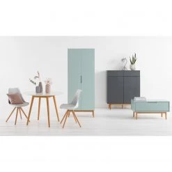 Mørteens Table Lindholm II - Partiellement en chêne massif - Blanc - Diamètre : 100 cm -Meubles de salle à manger Soldes Magasin 1000008030 200806 11182100002 MOOD DETAILS P000000001000008030 mood