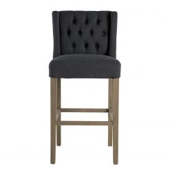 Maison Belfort Chaise de bar Nola - Tissu - Chêne massif - Gris foncé / Chêne foncé -Meubles de salle à manger Soldes Magasin 1000008130 210126 14505000002 DETAILS P000000001000008130