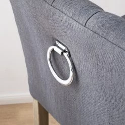 Maison Belfort Chaise de bar Nola - Tissu - Chêne massif - Gris foncé / Chêne foncé -Meubles de salle à manger Soldes Magasin 1000008130 210301 11225600003 DETAILS P000000001000008130