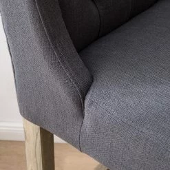 Maison Belfort Chaise de bar Nola - Tissu - Chêne massif - Gris foncé / Chêne foncé -Meubles de salle à manger Soldes Magasin 1000008130 210301 11225600009 DETAILS P000000001000008130