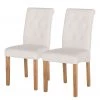 Maison Belfort Chaises capitonnées Jeanne (lot de 2) - Tissu / Chêne massif - Crème