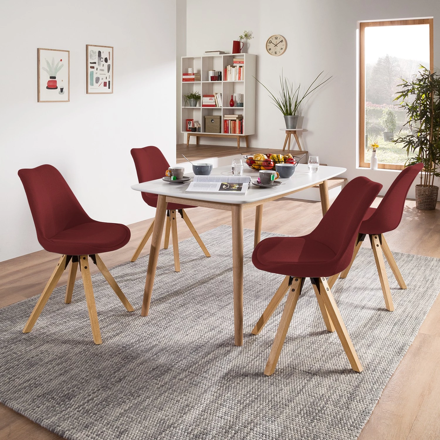 Mørteens Chaises capitonnées Aledas II - Tissu Cors: Rouge foncé - Lot de 2 2 Mørteens Chaises capitonnées Aledas II - Tissu Cors: Rouge foncé - Lot de 2 – Image 2
