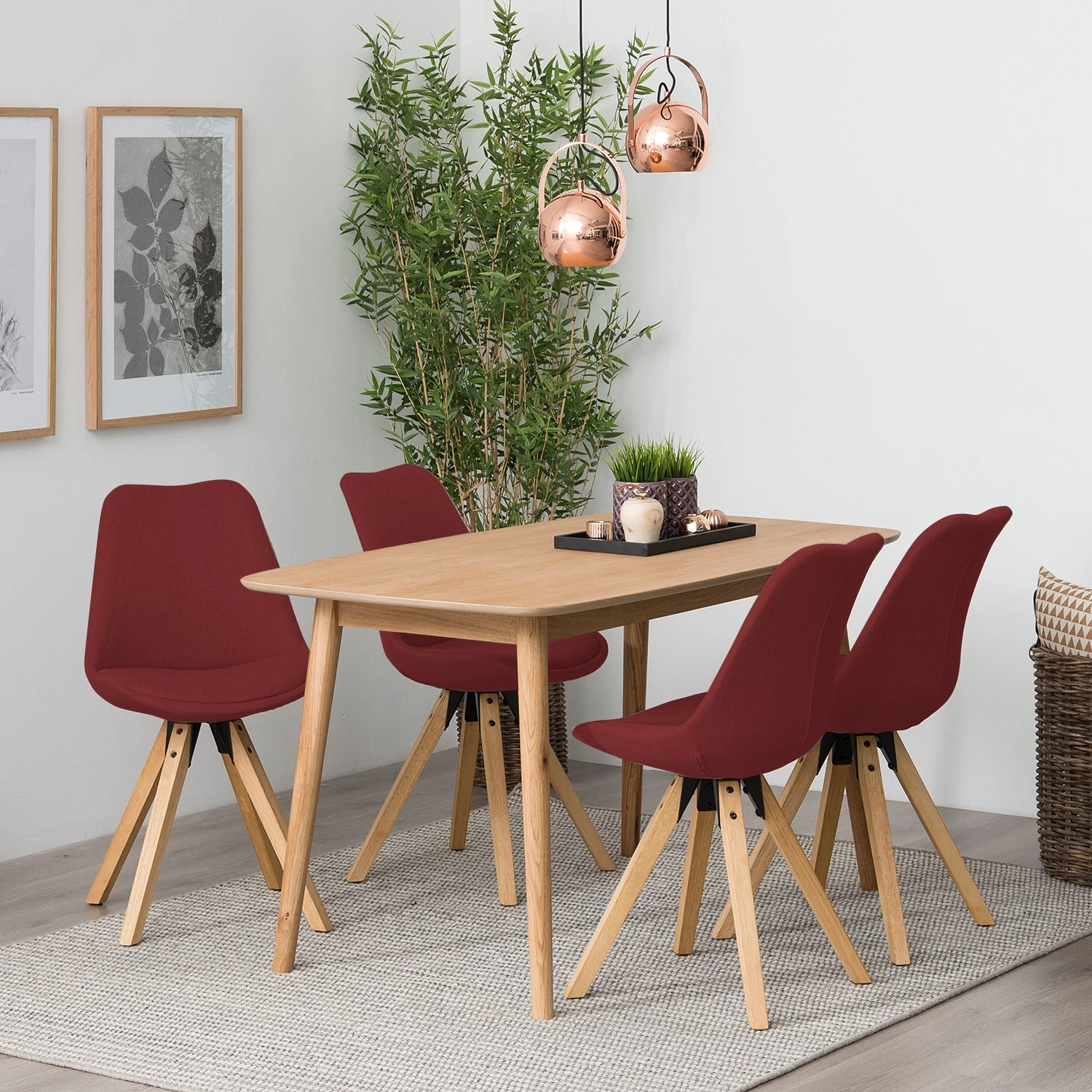 Mørteens Chaises capitonnées Aledas II - Tissu Cors: Rouge foncé - Lot de 2 3 Mørteens Chaises capitonnées Aledas II - Tissu Cors: Rouge foncé - Lot de 2 – Image 3