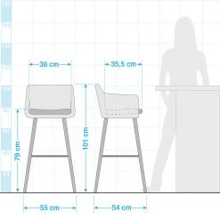 Mørteens Chaises de bar Nicholas II - Granit - Lot de 2 20 Mørteens Chaises de bar Nicholas II - Granit - Lot de 2 -Meubles de salle à manger Soldes Magasin 1000016142 191129 16584900011 SKETCH DETAILS P000000001000016142 sketch