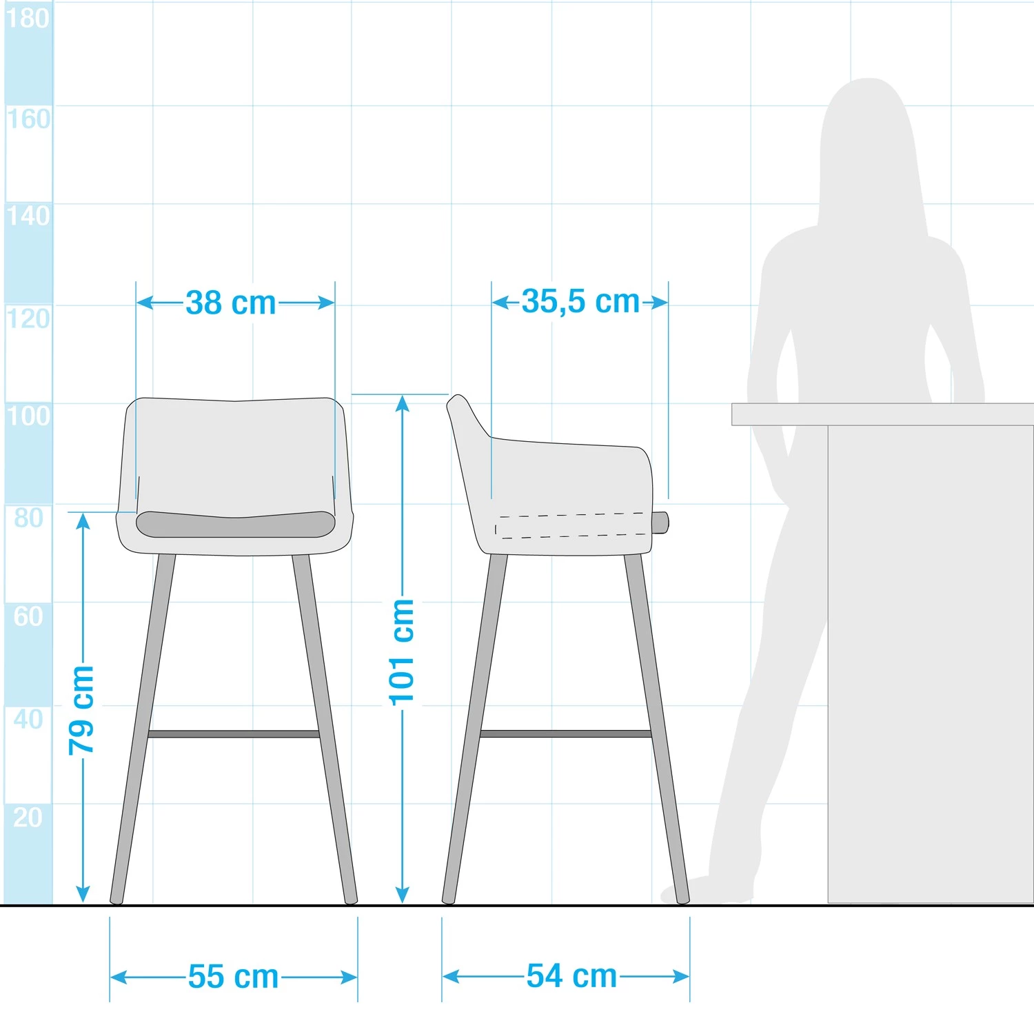 Mørteens Chaises de bar Nicholas II - Granit - Lot de 2 10 Mørteens Chaises de bar Nicholas II - Granit - Lot de 2 – Image 10