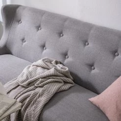 Mørteens Banquette Kamma (2 places) - Tissu / Chêne massif - Gris / Chêne -Meubles de salle à manger Soldes Magasin 1000016145 180809 09310004 GALLERYIMAGES P000000001000016145