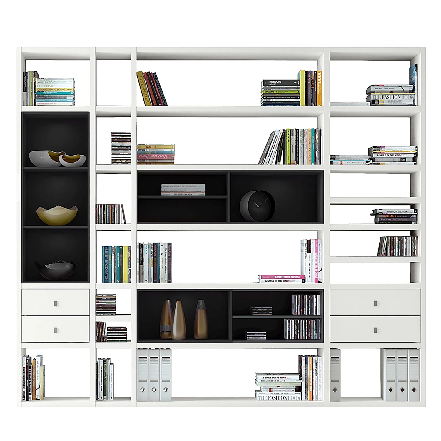 Loftscape Etagère XXL Emporior IV.A - Blanc / Noir - Sans éclairage 1 Loftscape Etagère XXL Emporior IV.A - Blanc / Noir - Sans éclairage