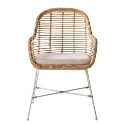 Eva Padberg Collection Chaise Garston (avec coussin d'assise) - Rotin / Métal - Rotin / Blanc -Meubles de salle à manger Soldes Magasin 1000050849 190812 13025000002 DETAILS P000000001000050849