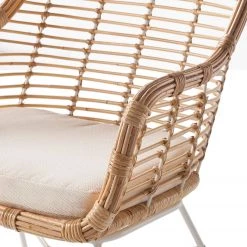 Eva Padberg Collection Chaise Garston (avec coussin d'assise) - Rotin / Métal - Rotin / Blanc -Meubles de salle à manger Soldes Magasin 1000050849 190812 13025100006 DETAILS P000000001000050849