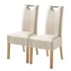Ars Natura Chaises Lenya (lot de 2) - Imitation cuir beige / Hêtre naturel