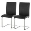 Fredriks Chaises cantilever Augusta I (lot de 2) - Cuir Aude: Noir - Sans accoudoirs