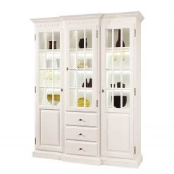 Ridgevalley Armoire vitrine La Carlotta I - Pin massif - Crème - Avec éclairage