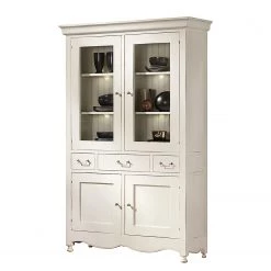 Maison Belfort Buffet Azjana - Pin massif - Ivoire - Avec éclairage