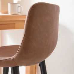 Ars manufacti Chaises de bar Pohang (lot de 2) - Imitation cuir / Métal - Marron / noir -Meubles de salle à manger Soldes Magasin 1000114116 180927 17554915 GALLERYIMAGES P000000001000114116