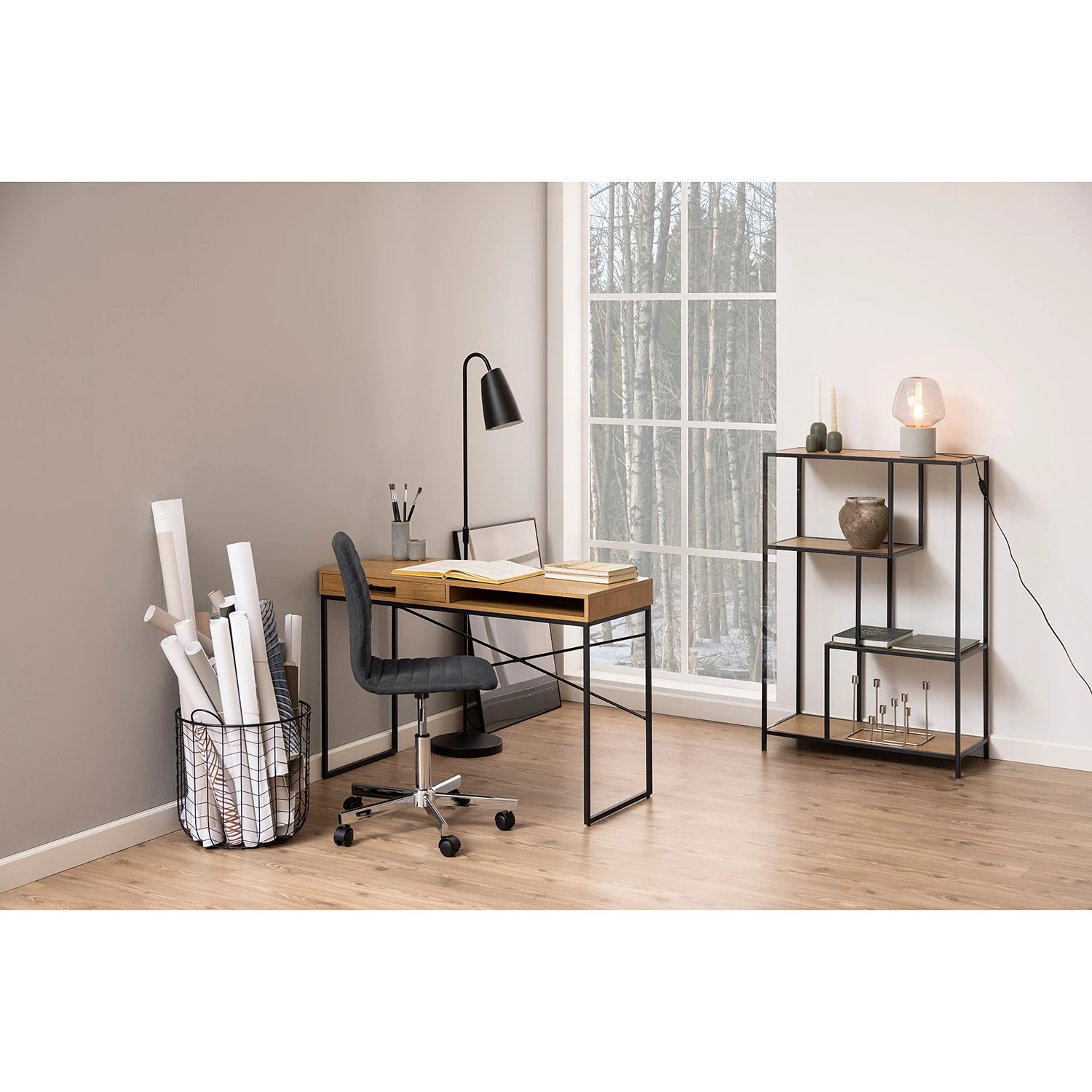 Red Living Étagère Coogee I - Imitation chêne / Noir - Hauteur : 114 cm 5 Red Living Étagère Coogee I - Imitation chêne / Noir - Hauteur : 114 cm – Image 5