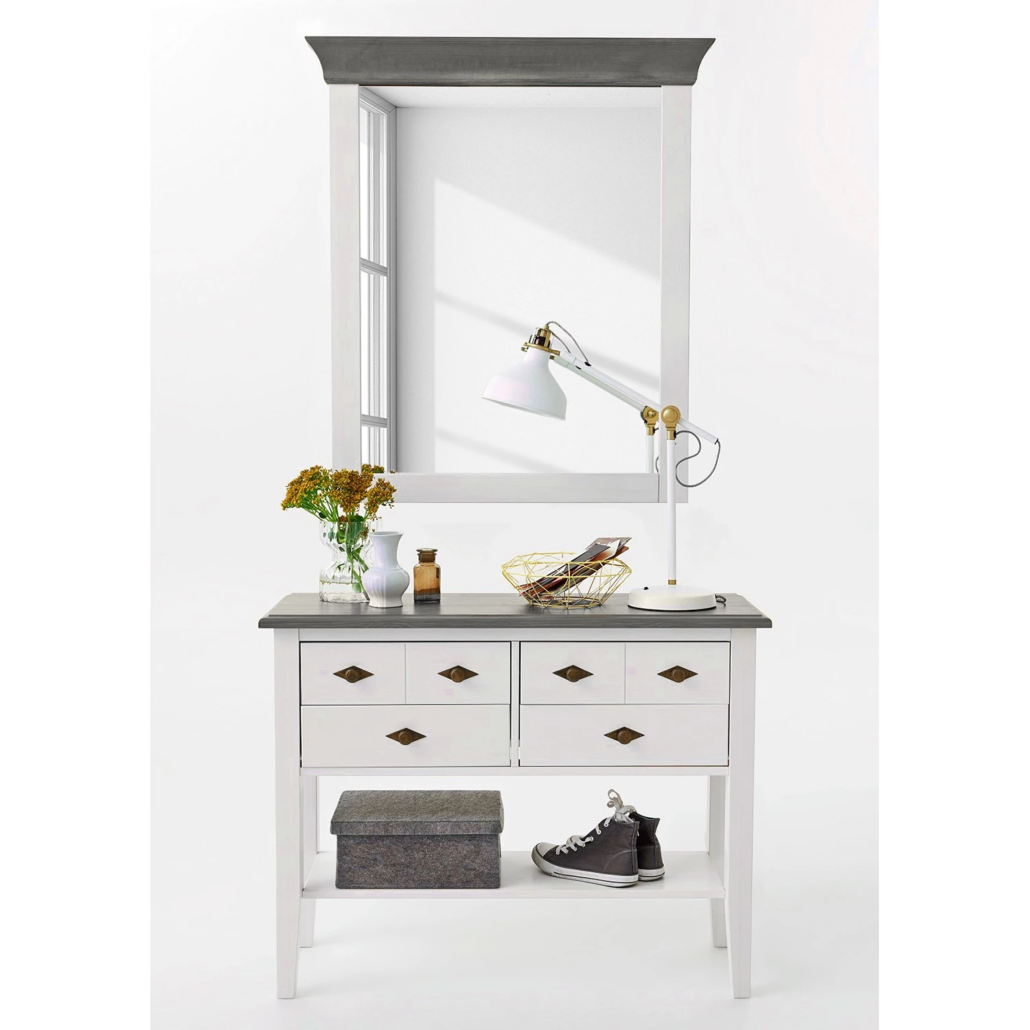 Maison Belfort Console Bergen I - Pin massif - Pin blanc / pin gris 2 Maison Belfort Console Bergen I - Pin massif - Pin blanc / pin gris – Image 2
