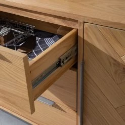 Ars manufacti Buffet Dharai - Placage en bois véritable / Métal - Chêne / Argenté -Meubles de salle à manger Soldes Magasin 1000117155 180827 07154704 GALLERYIMAGES P000000001000117155