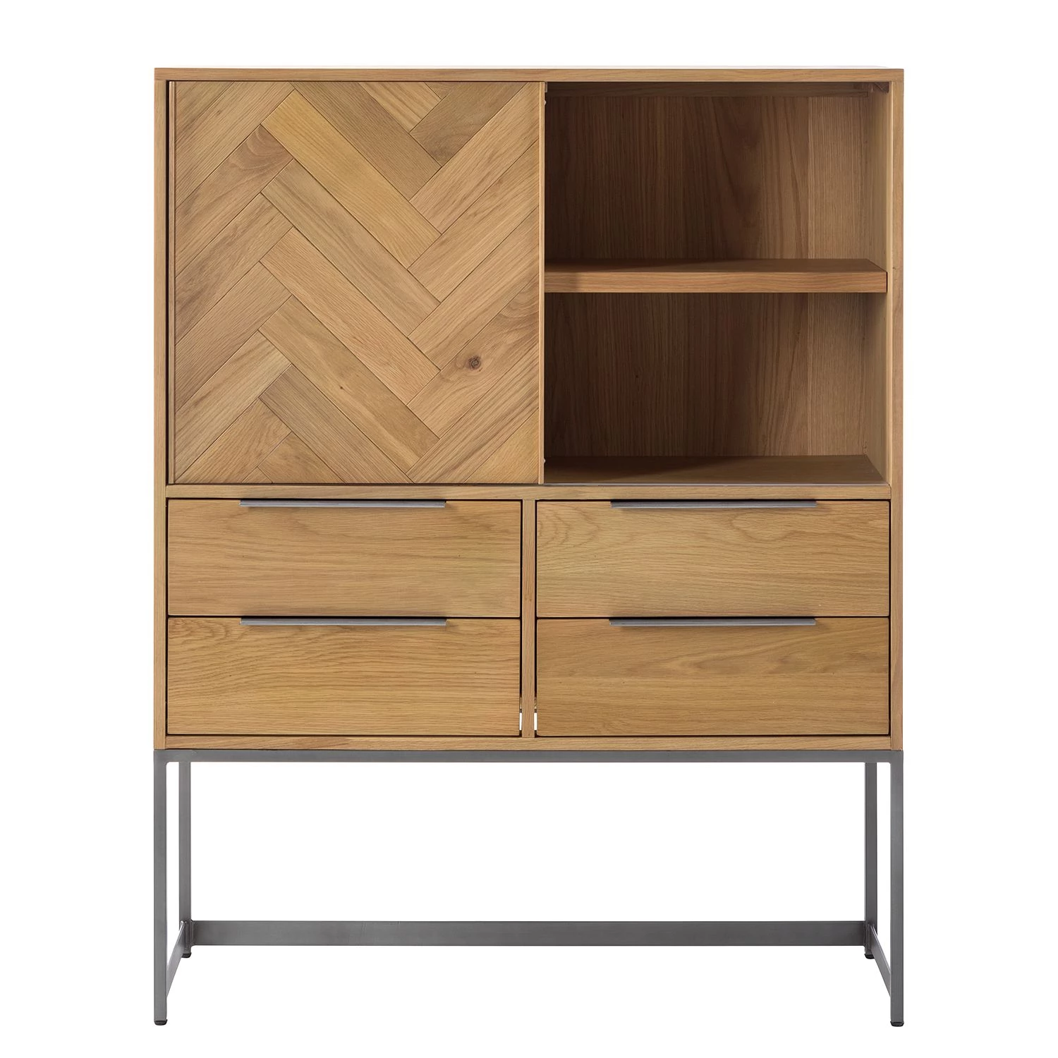 Ars manufacti Commode haute Dharai - Placage en bois véritable / Métal - Chêne / Argenté 7 Ars manufacti Commode haute Dharai - Placage en bois véritable / Métal - Chêne / Argenté – Image 7