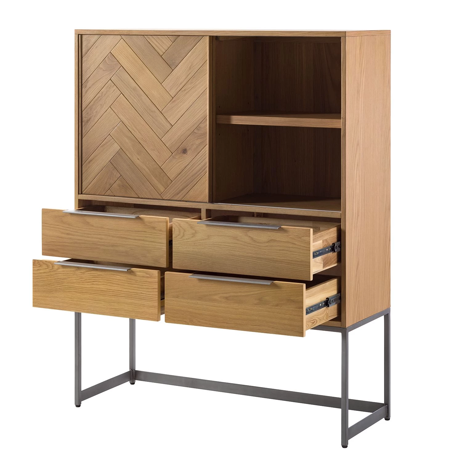 Ars manufacti Commode haute Dharai - Placage en bois véritable / Métal - Chêne / Argenté 9 Ars manufacti Commode haute Dharai - Placage en bois véritable / Métal - Chêne / Argenté – Image 9