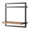 Ars manufacti Étagère murale Manchester - Acacia massif / Métal - Acacia / Anthracite - 40 x 40 cm