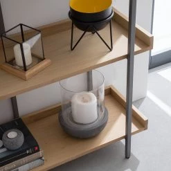 Ars manufacti Bibliothèque Dharai II - Placage en bois véritable / Métal - Chêne / Argenté -Meubles de salle à manger Soldes Magasin 1000117167 180822 15192614 GALLERYIMAGES P000000001000117167