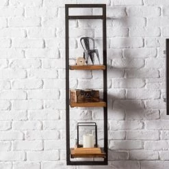 Ars manufacti Étagère murale Manchester - Acacia massif / Métal - Acacia / Anthracite - 22 x 85 cm -Meubles de salle à manger Soldes Magasin 1000117172 180820 08335909 MOOD GALLERYIMAGES P000000001000117172 mood