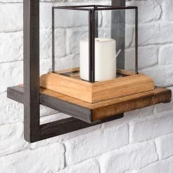 Ars manufacti Étagère murale Manchester - Acacia massif / Métal - Acacia / Anthracite - 22 x 85 cm -Meubles de salle à manger Soldes Magasin 1000117172 180820 08335910 GALLERYIMAGES P000000001000117172