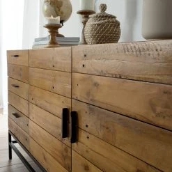 Ars manufacti Buffet Grasby - Pin recyclé / Métal - Pin foncé / Noir -Meubles de salle à manger Soldes Magasin 1000117185 180911 09581115 MOOD GALLERYIMAGES P000000001000117185 mood