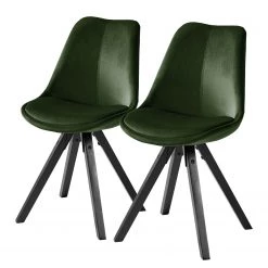 Mørteens Chaises capitonnées Aledas IV - Vert foncé - Noir - Lot de 2