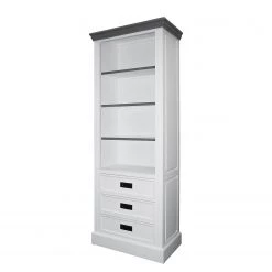 Maison Belfort Étagère Nasinu - Partiellement en paulownia massif - Blanc / Gris ancien