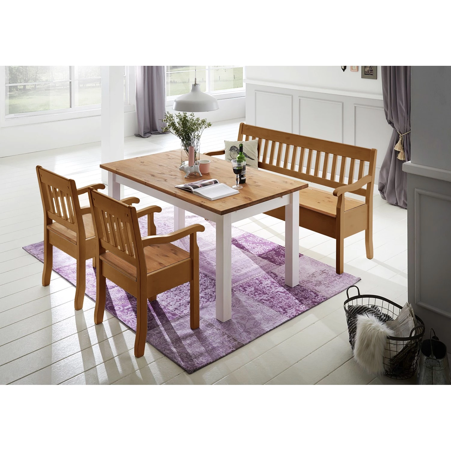 Maison Belfort Banc Boston - Epicéa lessivé - Largeur : 169 cm 2 Maison Belfort Banc Boston - Epicéa lessivé - Largeur : 169 cm – Image 2