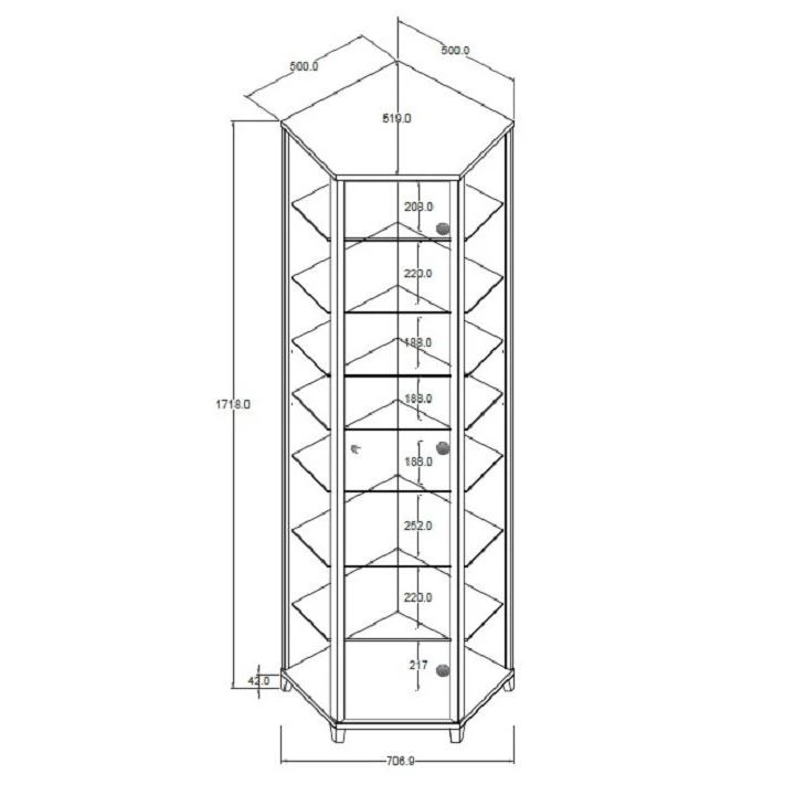 Fredriks Vitrine d'angle Amalia II - Éclairage inclus - Imitation frêne foncé - Imitation hêtre 6 Fredriks Vitrine d'angle Amalia II - Éclairage inclus - Imitation frêne foncé - Imitation hêtre – Image 6