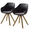 Mørteens Chaises à accoudoirs Skelde I - Matière plastique / Hévéa massif - Noir - Lot de 2