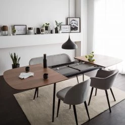 Studio Copenhagen Table extensible Rogo - Placage en noyer / Métal - Noyer / Noir -Meubles de salle à manger Soldes Magasin 1000123491 190523 11235800003 MOOD GALLERYIMAGES P000000001000123491 mood