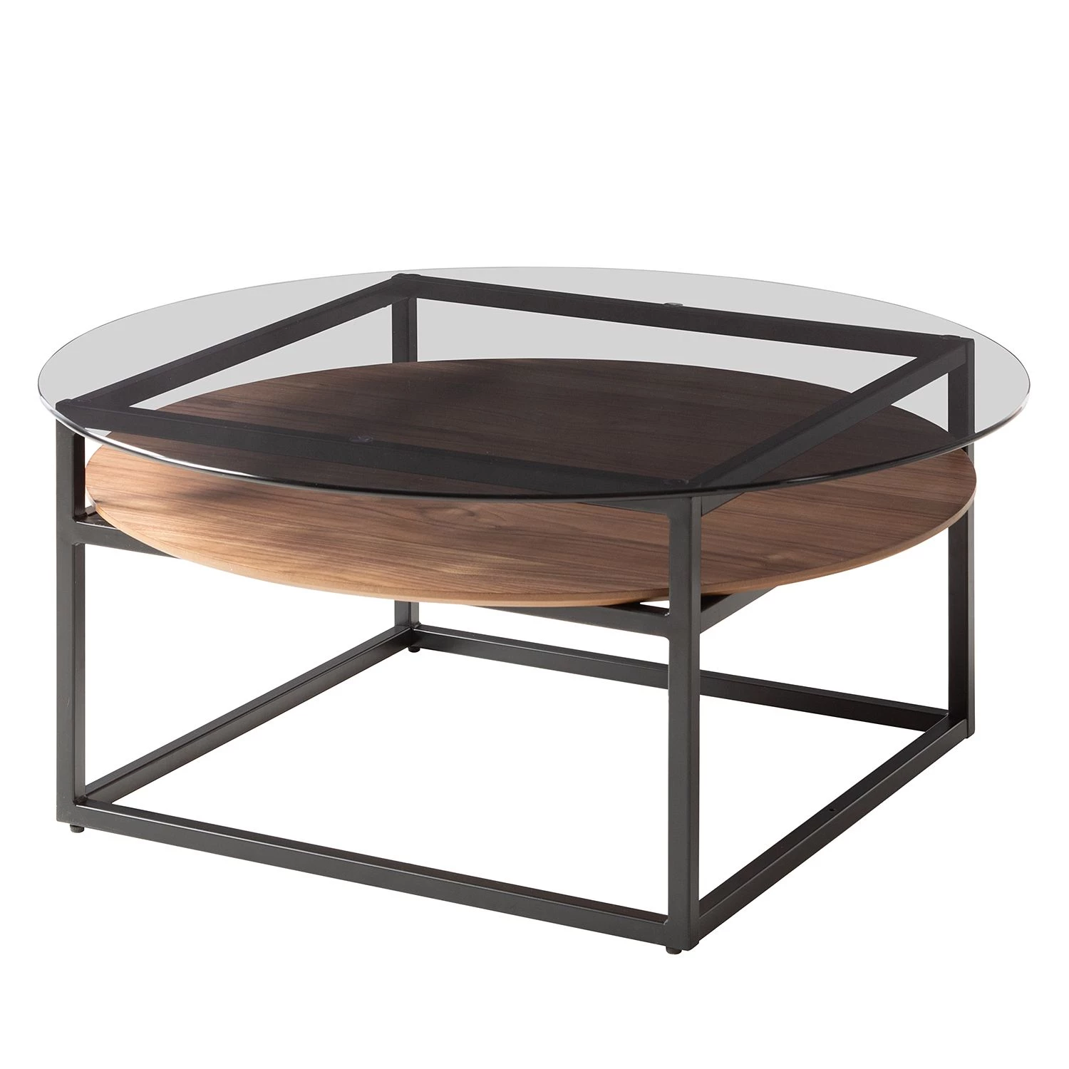 Studio Copenhagen Table basse Sumstad - Verre fumé / Métal - Noyer / Noir 1 Studio Copenhagen Table basse Sumstad - Verre fumé / Métal - Noyer / Noir