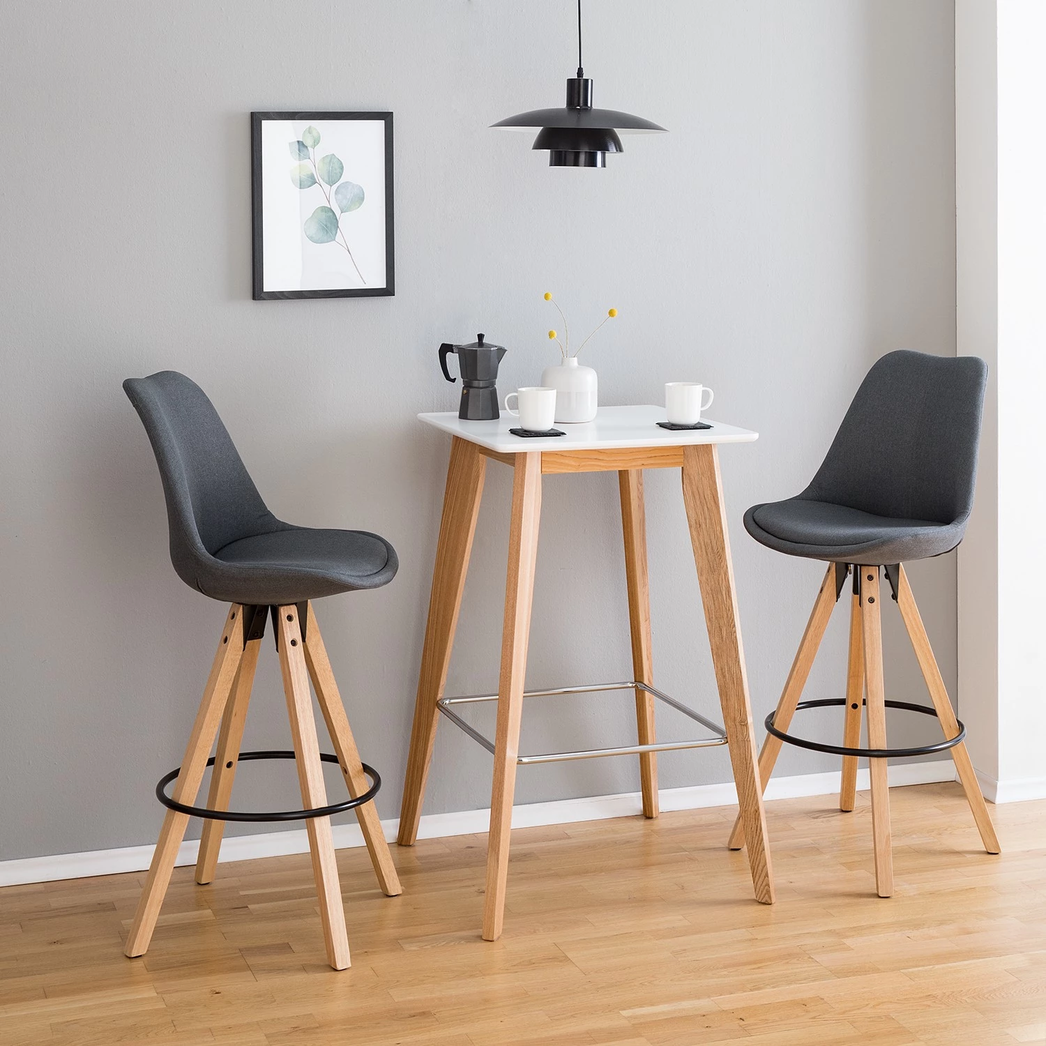 Mørteens Table haute Boddam II - Partiellement en frêne massif - Blanc / Frêne 2 Mørteens Table haute Boddam II - Partiellement en frêne massif - Blanc / Frêne – Image 2