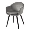 Mørteens Chaise à accoudoirs Hallund II - Velours / Hévéa massif - Noir - Gris