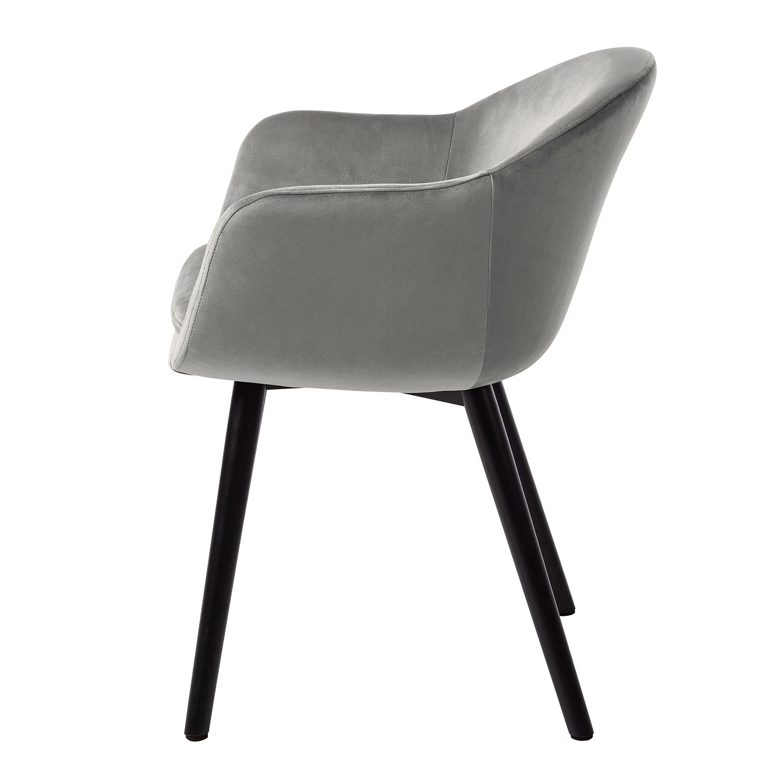 Mørteens Chaise à accoudoirs Hallund II - Velours / Hévéa massif - Noir - Gris 6 Mørteens Chaise à accoudoirs Hallund II - Velours / Hévéa massif - Noir - Gris – Image 6