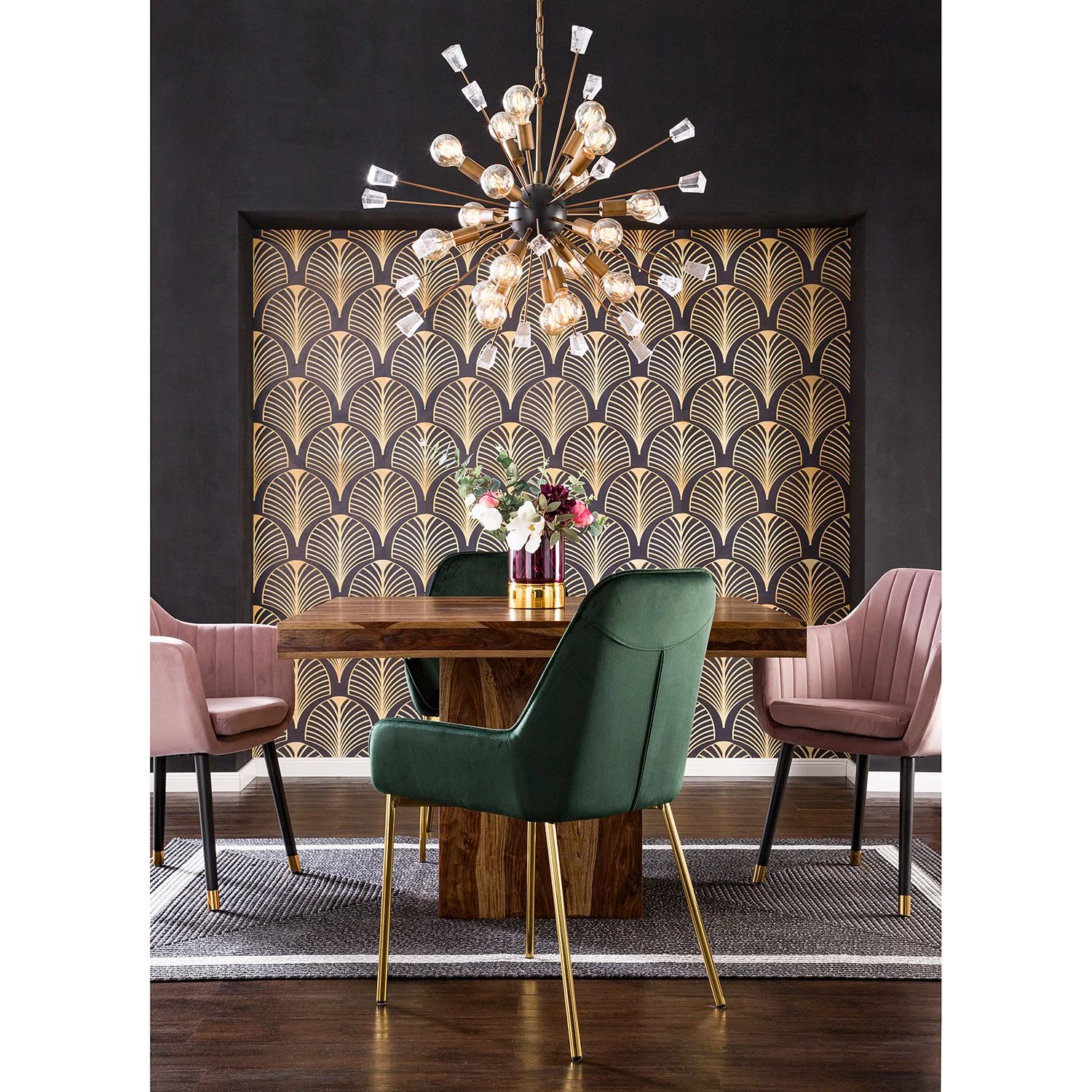 Jack & Alice Chaise avec accoudoirs Leezy G - Chêne massif / Velours - Rose vieilli / Noir 4 Jack & Alice Chaise avec accoudoirs Leezy G - Chêne massif / Velours - Rose vieilli / Noir – Image 4