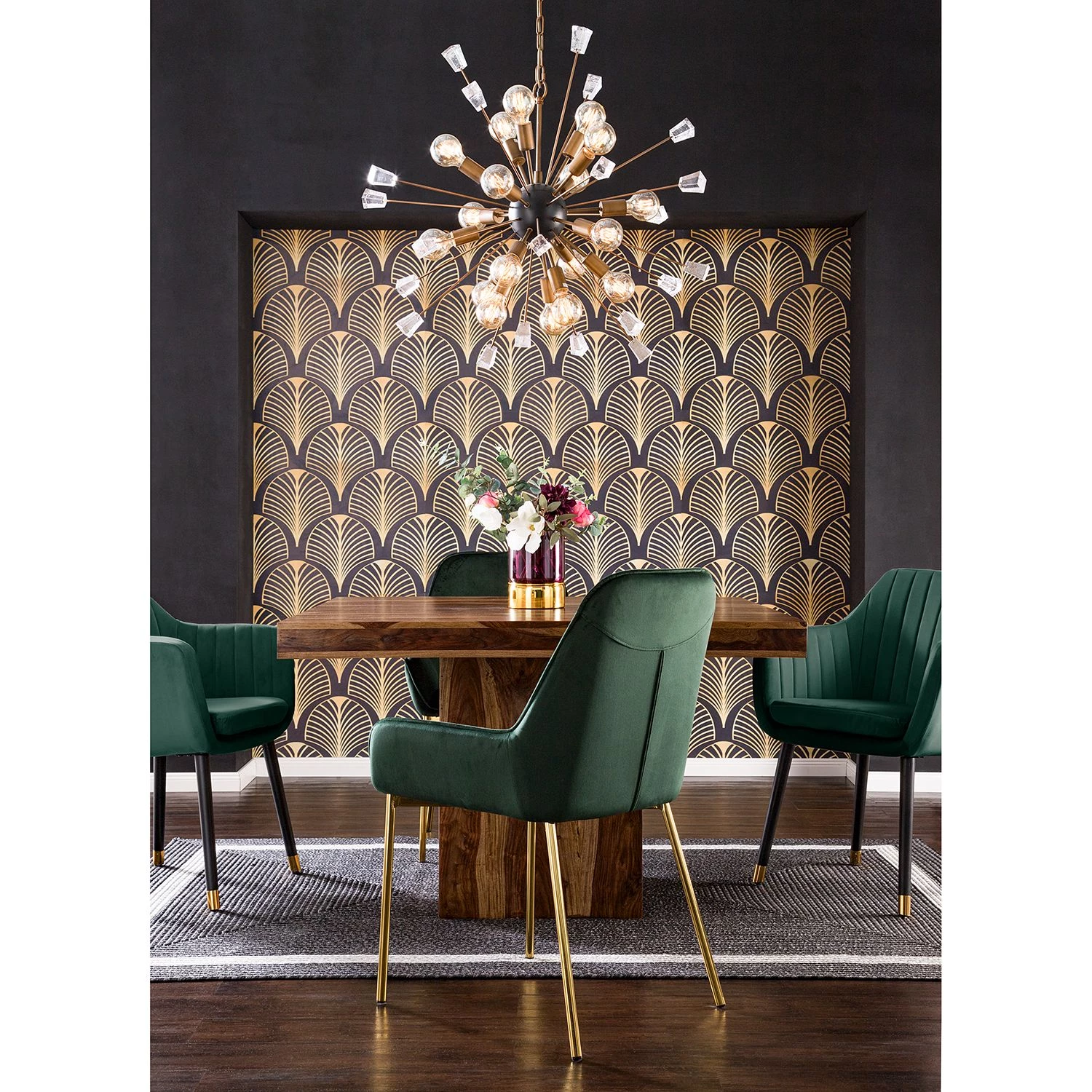 Jack & Alice Chaise avec accoudoirs Leezy G - Chêne massif / Velours - Vert / Noir 4 Jack & Alice Chaise avec accoudoirs Leezy G - Chêne massif / Velours - Vert / Noir – Image 4