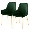 Jack & Alice Chaises capitonnées Evy (lot de 2) - Velours / Métal - Doré - Velours Sua: Vert foncé
