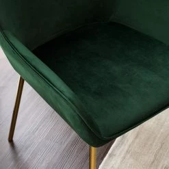 Jack & Alice Chaises capitonnées Evy (lot de 2) - Velours / Métal - Doré - Velours Sua: Vert foncé -Meubles de salle à manger Soldes Magasin 1000125820 190327 07471800002 GALLERYIMAGES P000000001000125820