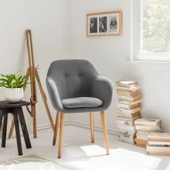 Mørteens Chaise à accoudoirs Bolands - Gris clair / Chêne -Meubles de salle à manger Soldes Magasin 1000126061 180725 07402503 MOOD GALLERYIMAGES P000000001000126061 mood