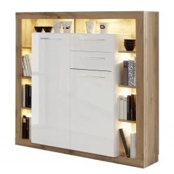 Trendteam Buffet haut Rock - Blanc brillant / Imitation chêne de Wotan