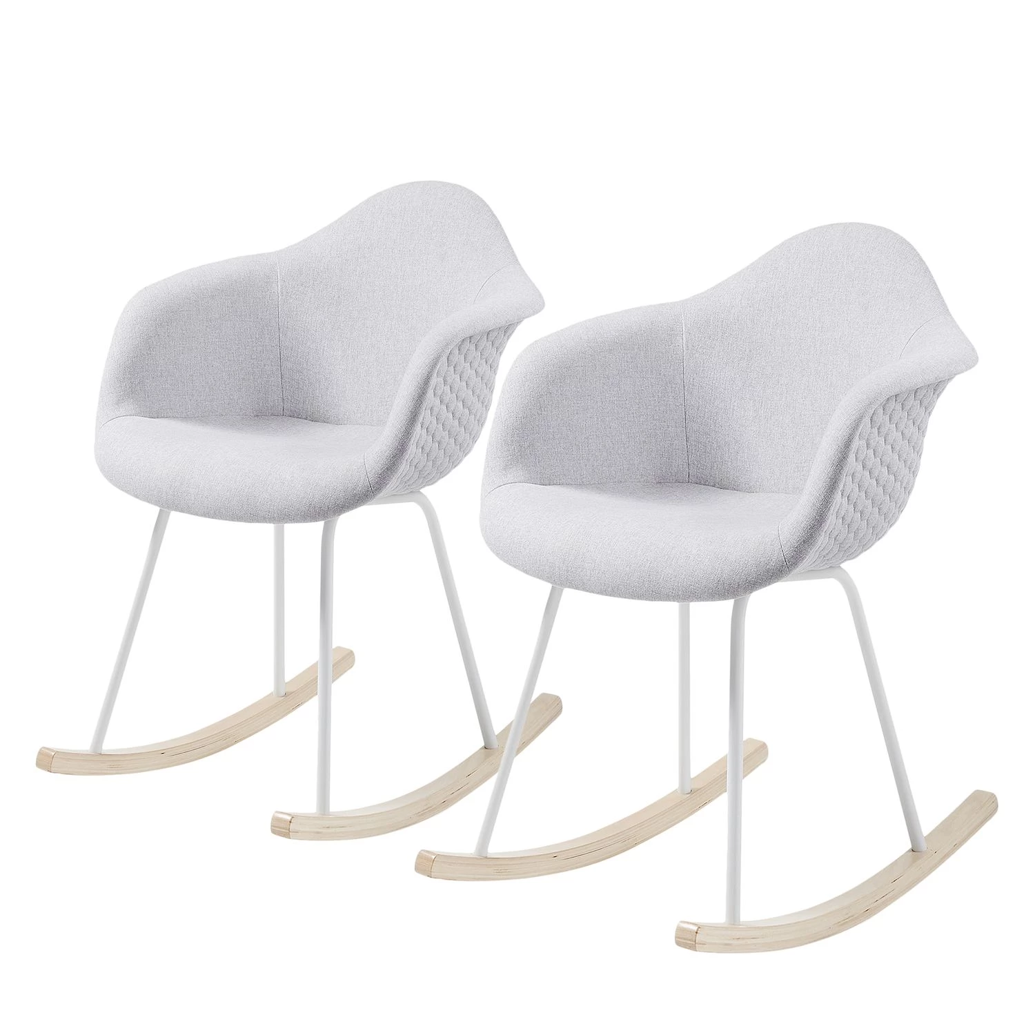 Norrwood Rocking chair Kevya II (lot de 2) - Tissu / Frêne massif - Gris clair / Frêne 1 Norrwood Rocking chair Kevya II (lot de 2) - Tissu / Frêne massif - Gris clair / Frêne