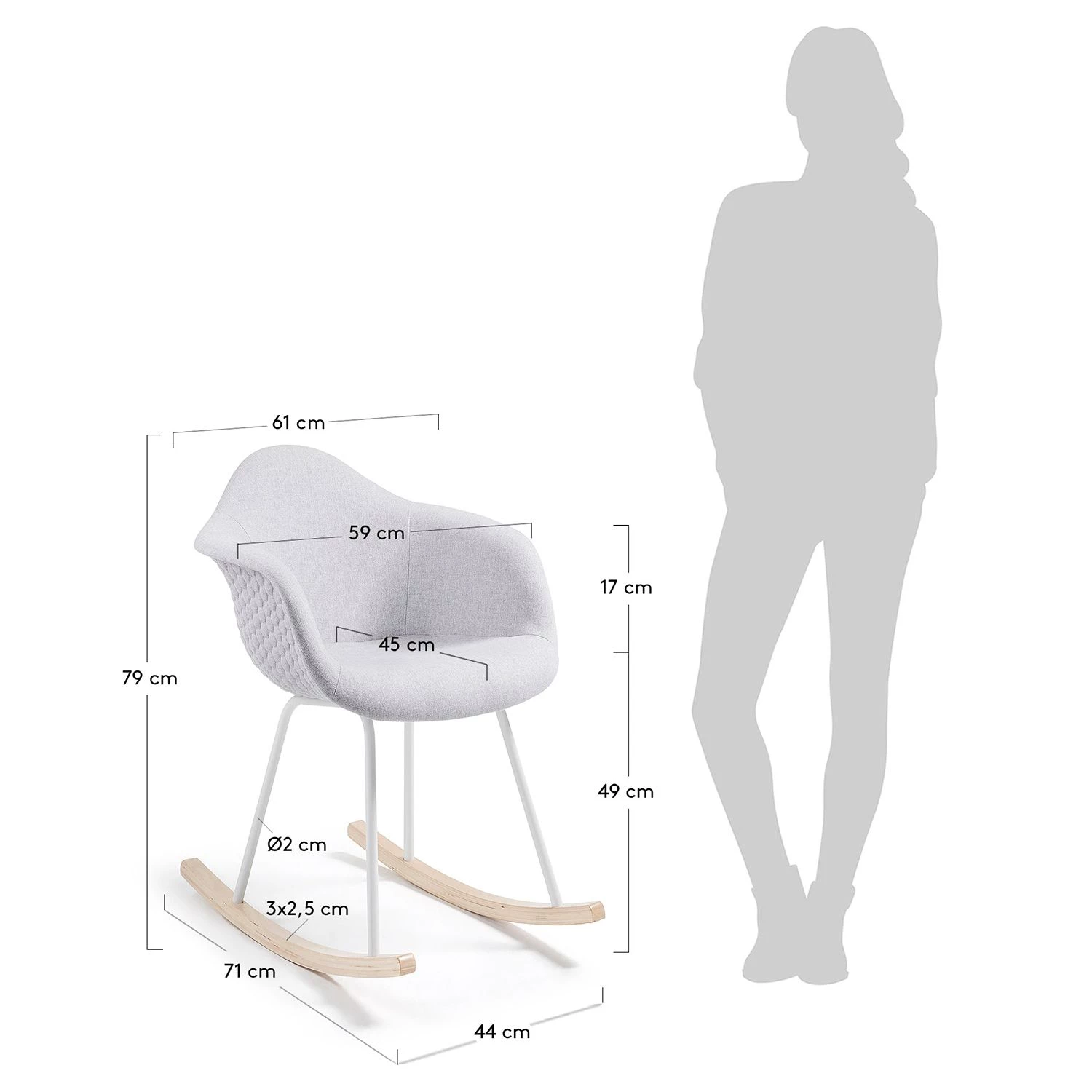 Norrwood Rocking chair Kevya II (lot de 2) - Tissu / Frêne massif - Gris clair / Frêne 5 Norrwood Rocking chair Kevya II (lot de 2) - Tissu / Frêne massif - Gris clair / Frêne – Image 5