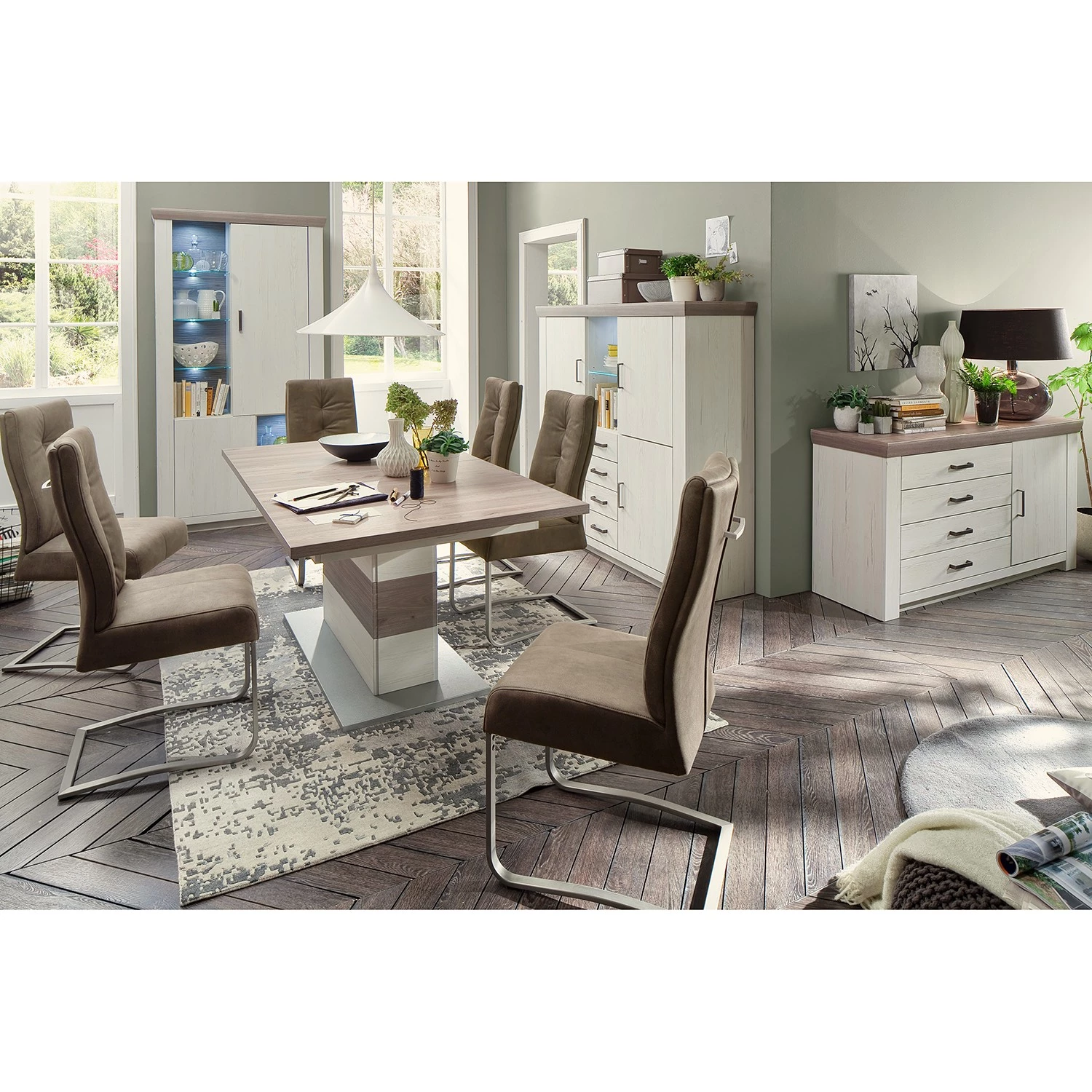 Ridgevalley Buffet haut Pontile II - Imitation pin Aurélio / Imitation chêne Nelson - Hauteur : 146 cm 2 Ridgevalley Buffet haut Pontile II - Imitation pin Aurélio / Imitation chêne Nelson - Hauteur : 146 cm – Image 2